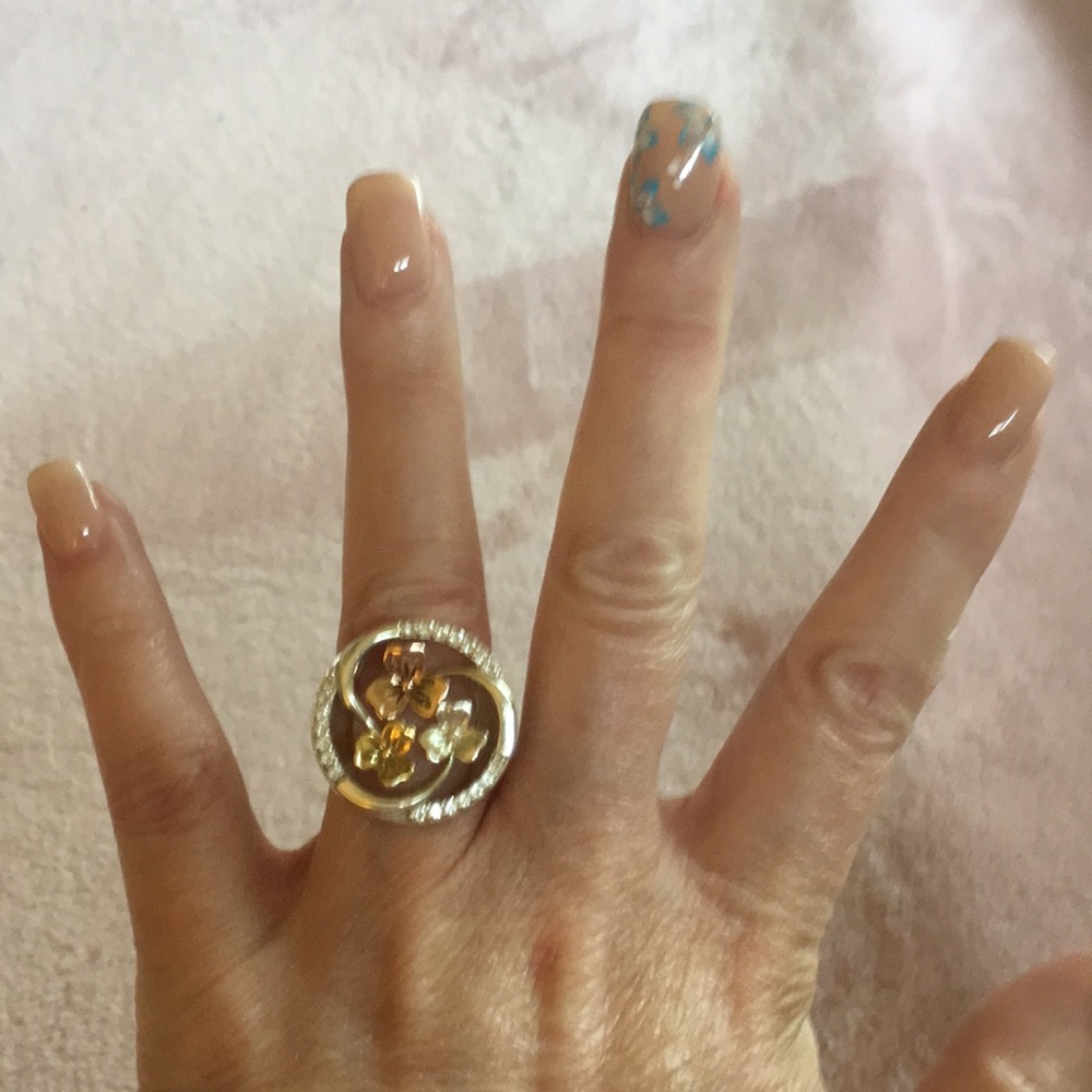 NIB Sterling Silver, 18K Gold, Holy Trinity Ring